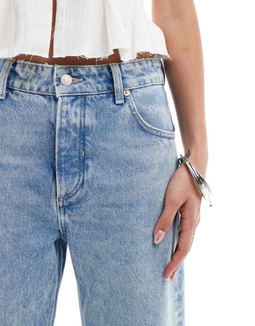 Free People – Deep Trance – Boyfriend-Jeans in hellblauer Waschung mit tiefem Bund, 4 von 5
