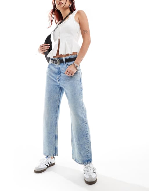 Free People – Deep Trance – Boyfriend-Jeans in hellblauer Waschung mit tiefem Bund, 5 von 5