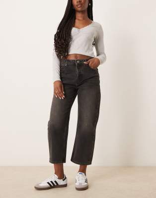 Free People - Deep Trance - Boyfriend-Jeans in verwaschenem Schwarz mit tiefem Bund