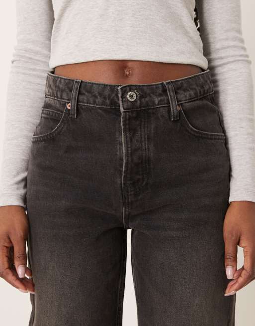 Free People - Deep Trance - Forvaskede sorte boyfriend-jeans med sænket talje, 4 af 5