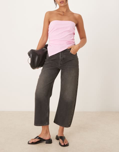 Free People - Deep Trance - Jean boyfriend à taille basse - Noir délavé - view 1