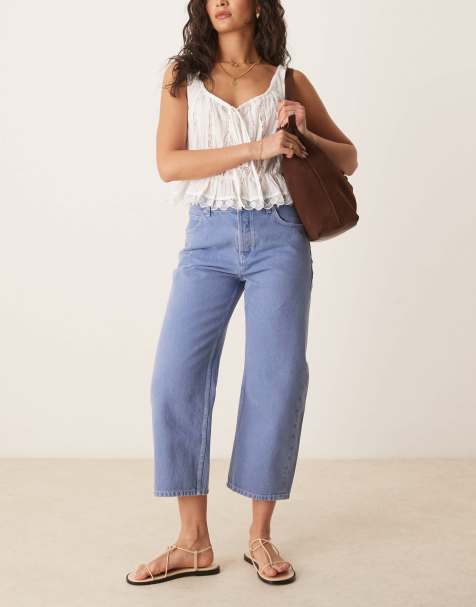 Free People deep trance mid rise straight leg jeans in ocean blue - view 1