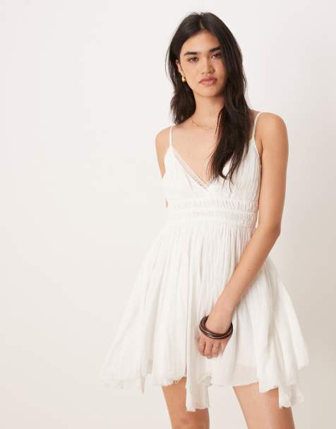 Free People delia cotton mini cami dress in white