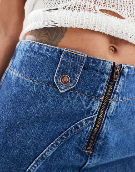 Free People denim a-line mini skirt in mid wash blue, 2 of 5