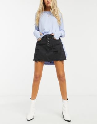 free people denim a line skirt