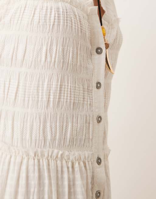 Free People desert dazed button through midi dress in ivory | ASOS