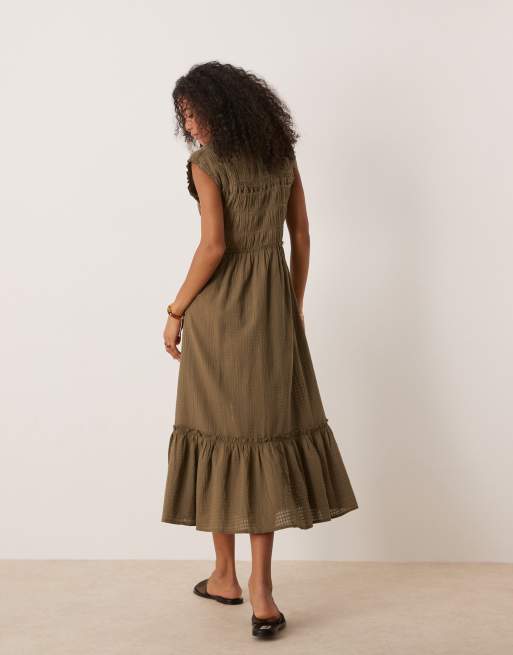 pink ruched midi dress Mint Velvet Pink Ruched Detail Midi Dress | Size 6 | Pink | Short Sleeve