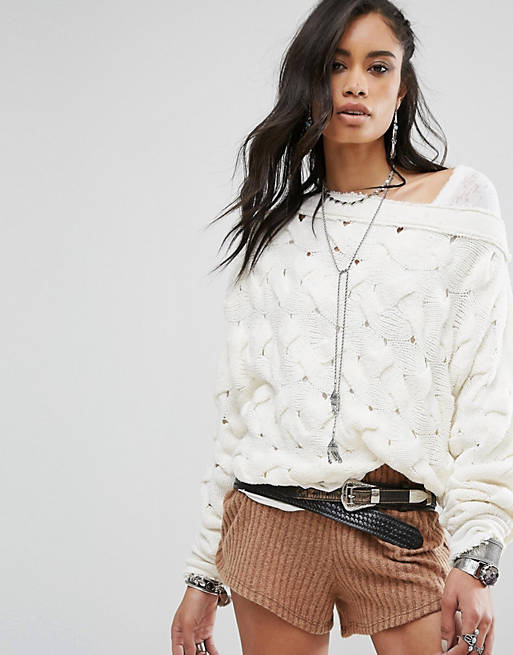 Free People Desert Sands Cable Pullover Sweater