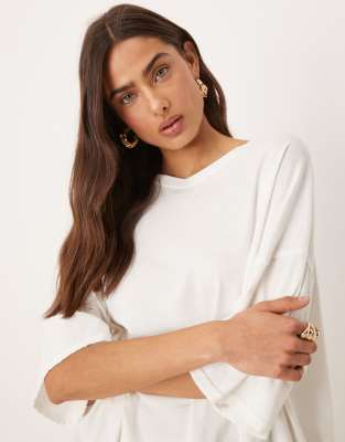Free People - Devon - Locker geschnittenes T-Shirt in Elfenbein-Weiß
