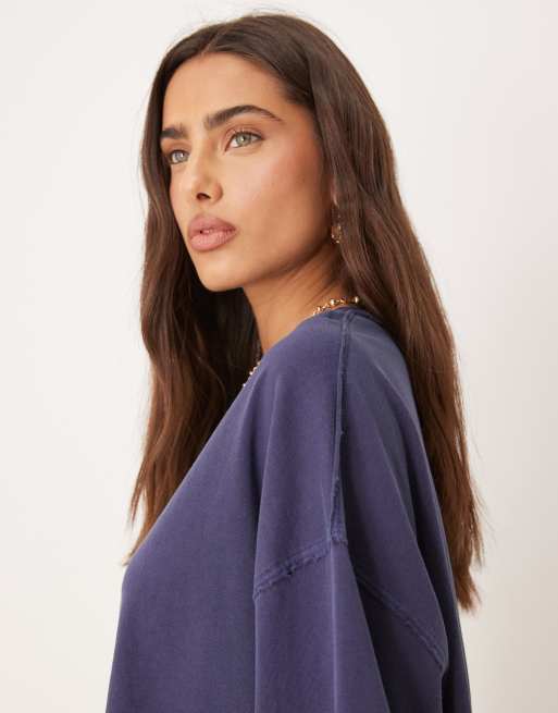 Free People – Devon – Locker geschnittenes T-Shirt in Marineblau, 3 von 4