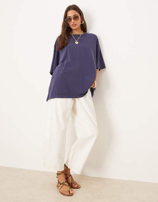 Free People – Devon – Locker geschnittenes T-Shirt in Marineblau, 4 von 4