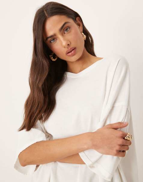 Free People devon relaxed fit t-shirt in ivory