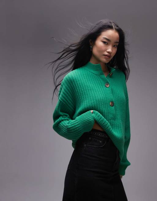 Free People - Dikke trui met knopen in groen