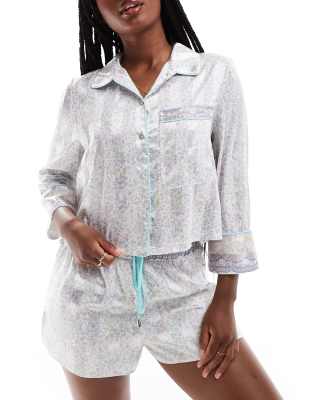 Free People Ditsy Floral Pajama Short Set In Light Blue
