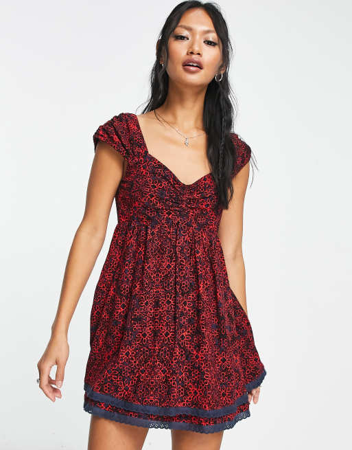 Free people black hot sale dress with flowers