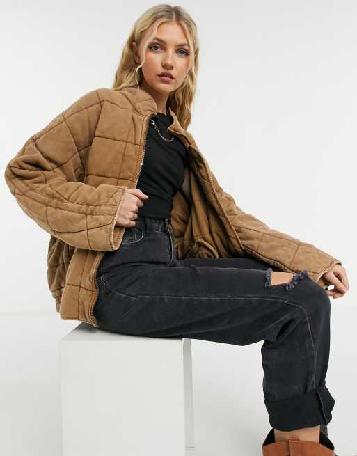 Tan 2024 quilted jacket