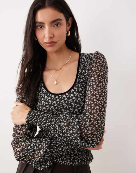 Free People dottie knit scoop top in black combo