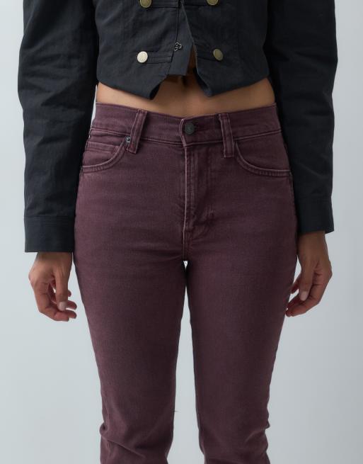 Free People double knot high rise pant in plum, 4 of 5