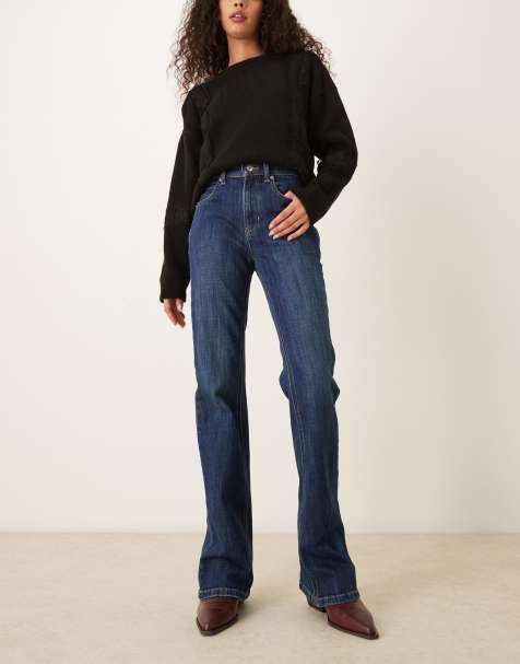Free People – Double Knot – Niebieskie jeansy z prostymi nogawkami i wysokim stanem - view 1