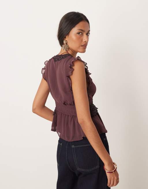Free People dream on beaded tank in chocolate brown, 4 of 4