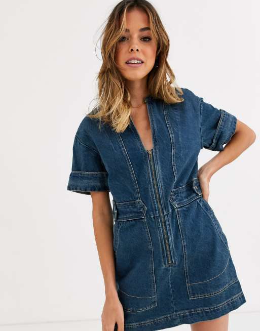 Free people dream on denim sales mini dress