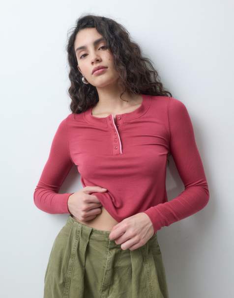 Free People dream state henley top in pink  - view 1