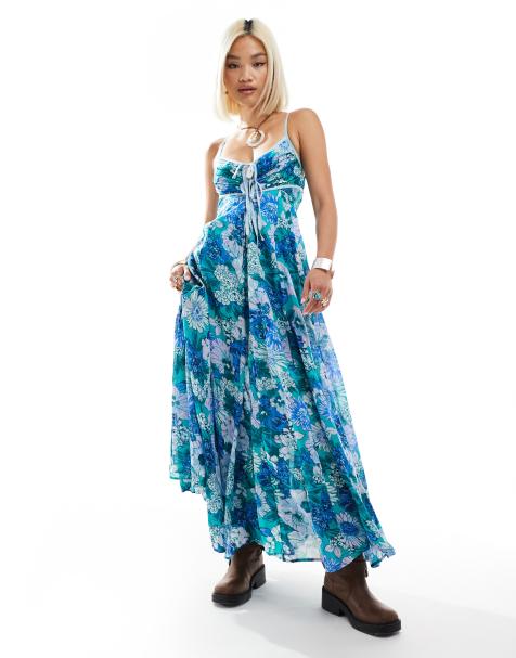 Free People dream weaver bloom floral cami maxi dress in blue - view 1
