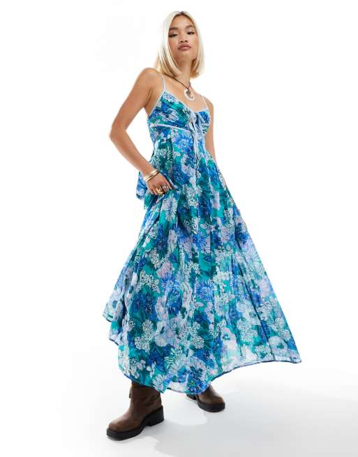 Free People dream weaver bloom floral cami maxi dress in blue | ASOS