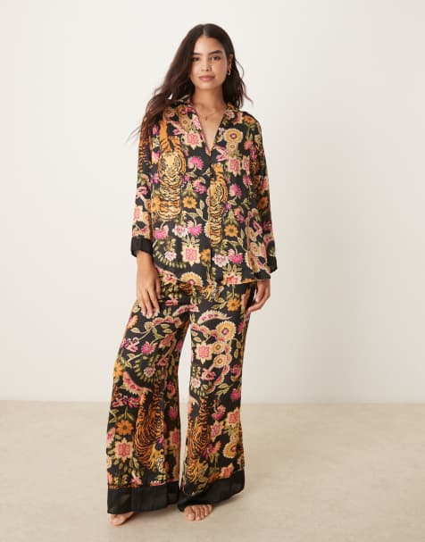 Free People Dreamy Days printed pyjama set in black multi - view 1
