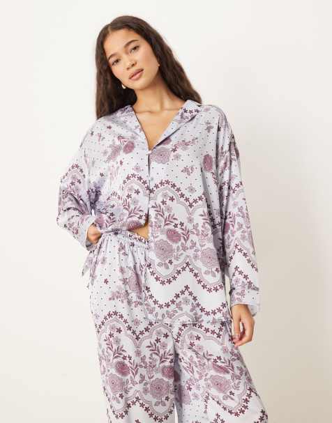 Free People Dreamy Days printed pyjama set in ice - view 1