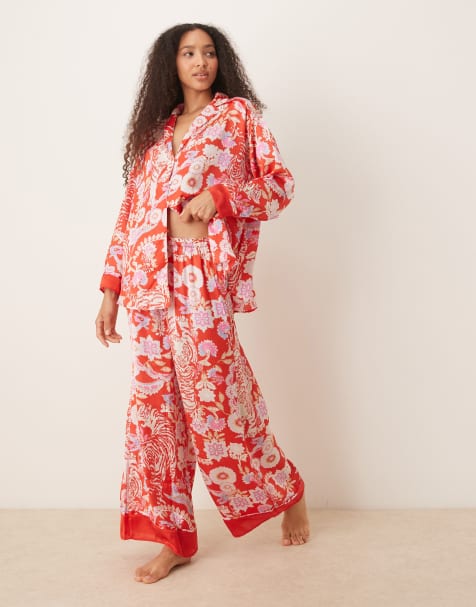 Free People dreamy days printed pyjama set in red multi - view 1