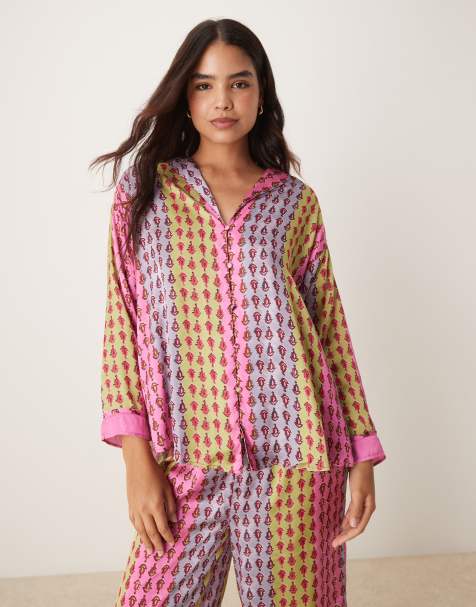Free People dreamy days satin pyjama set in multi - view 1