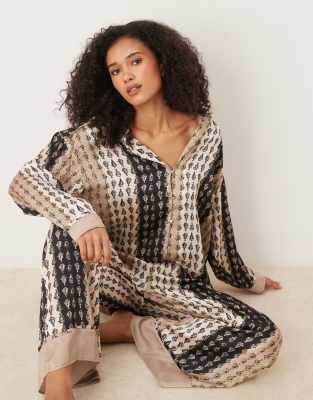 Free People dreamy days satin pyjama set in neutral - view 1