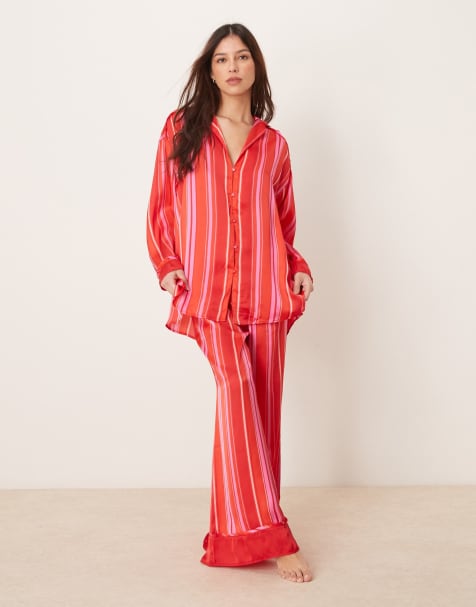 Free People - Dreamy Days - Set pigiama in raso a righe rosa - view 1