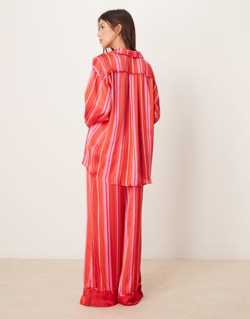 Free People - Dreamy Days - Set pigiama in raso a righe rosa, 3 di 4