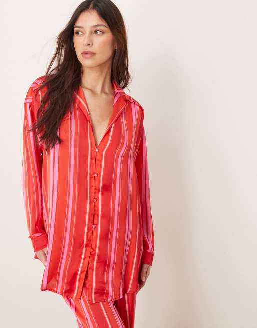 Free People - Dreamy Days - Set pigiama in raso a righe rosa, 4 di 4