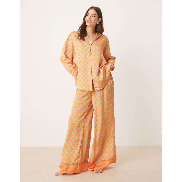 AMATERAS SATIN PAJAMA SHIRT 琥珀(ORANGE