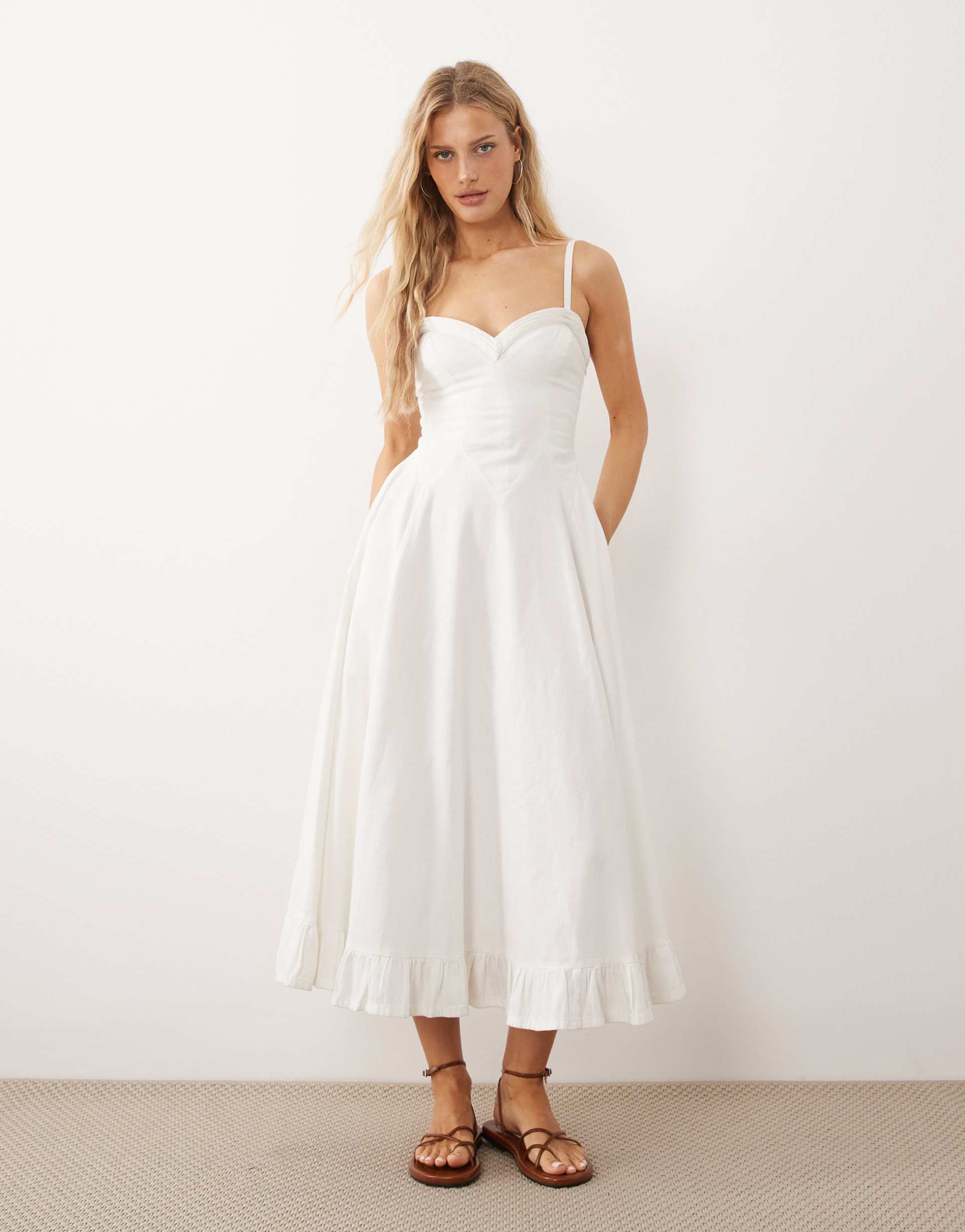 free people drop waist midi dress in coconut milk