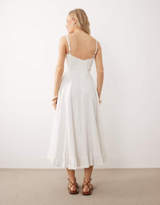 white drop waist midi dress Naples perfect for casual outings or summer events Diana Drop Waist Dress ~