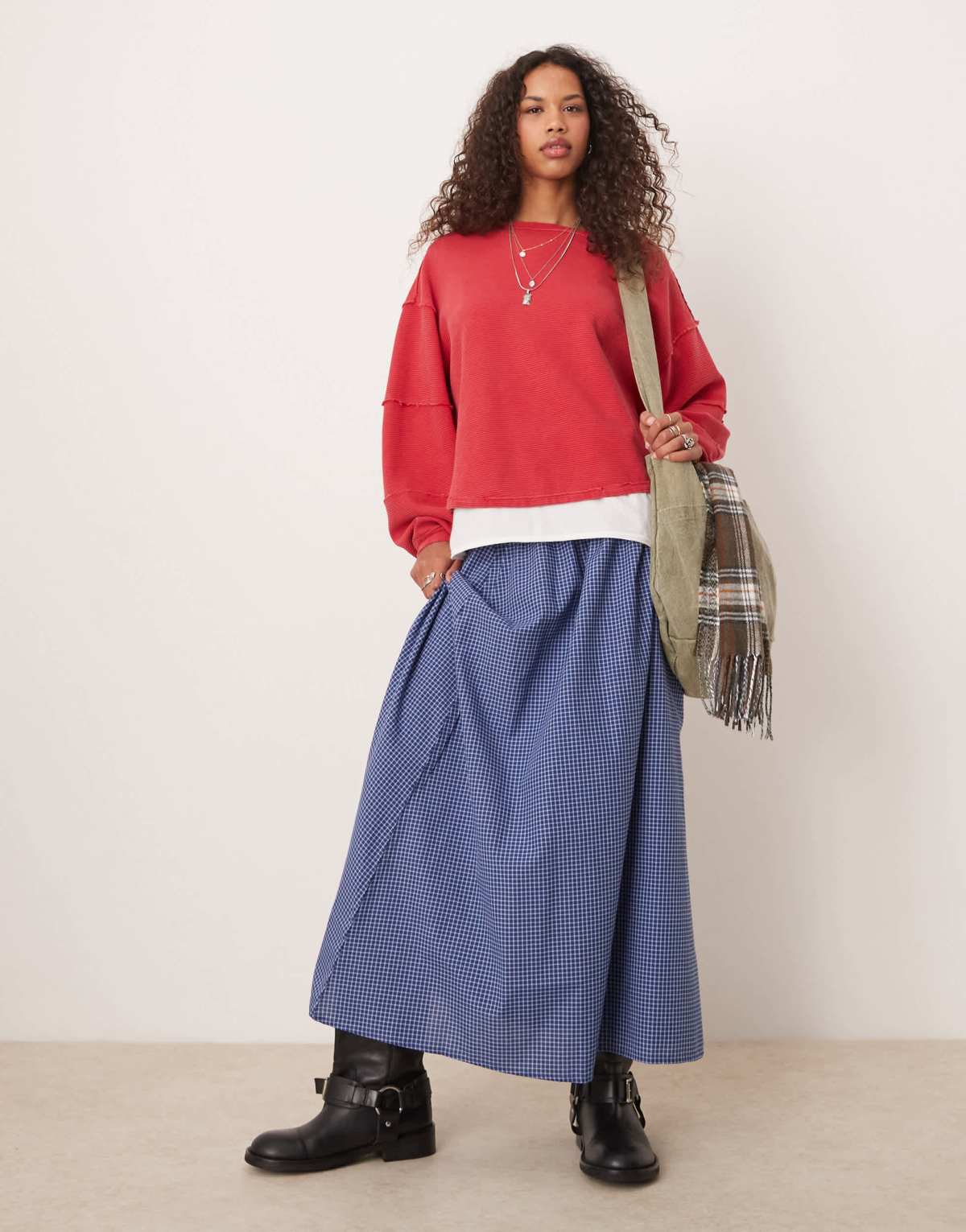 Free People dropped shoulder relaxed sweatshirt in washed red