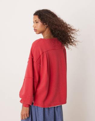Free People dropped shoulder relaxed sweatshirt in washed red