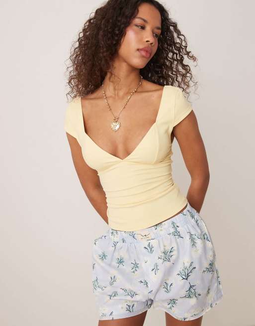 Free People duo corset cami top in banana cream yellow