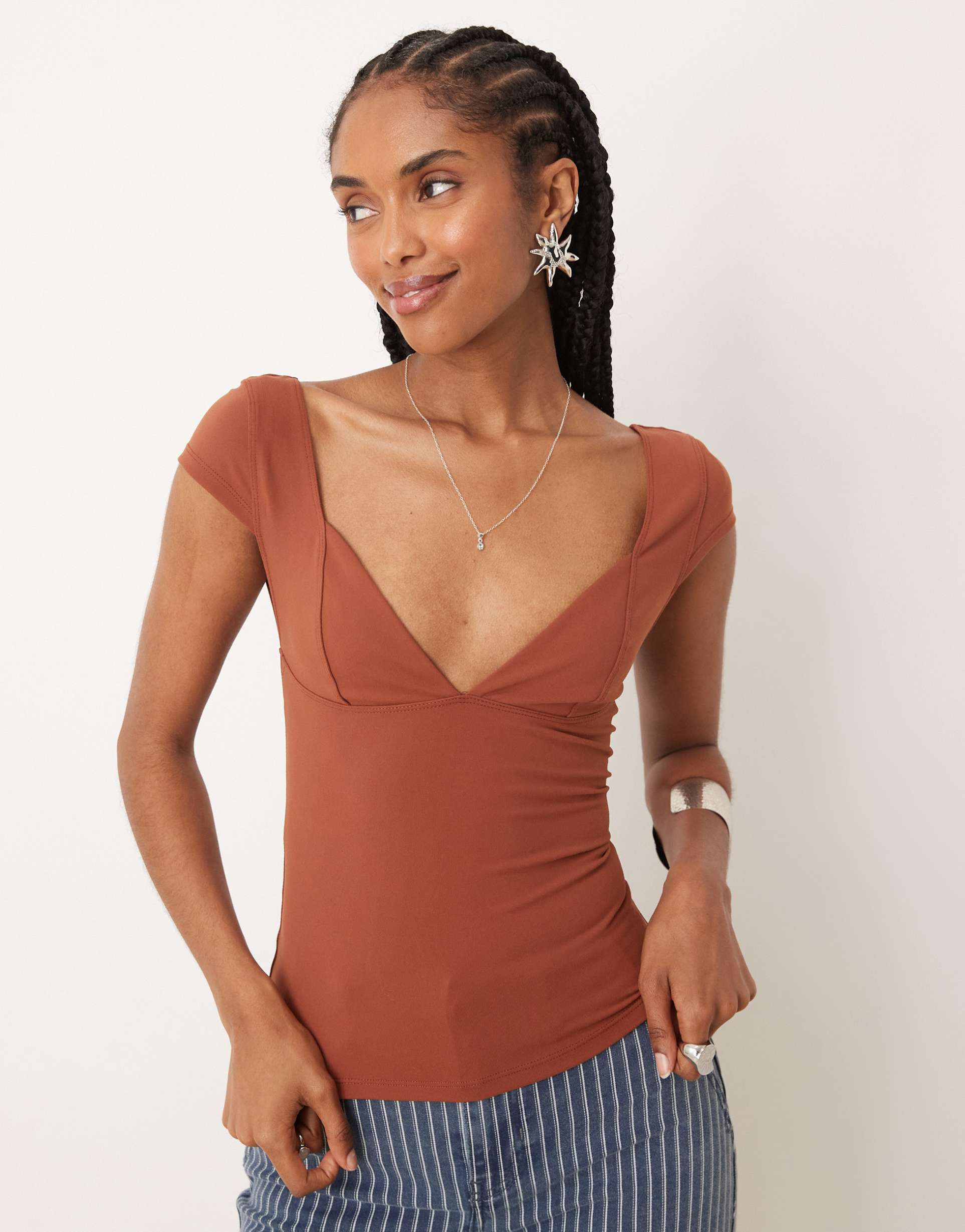 free people duo corset cami top in chocolate