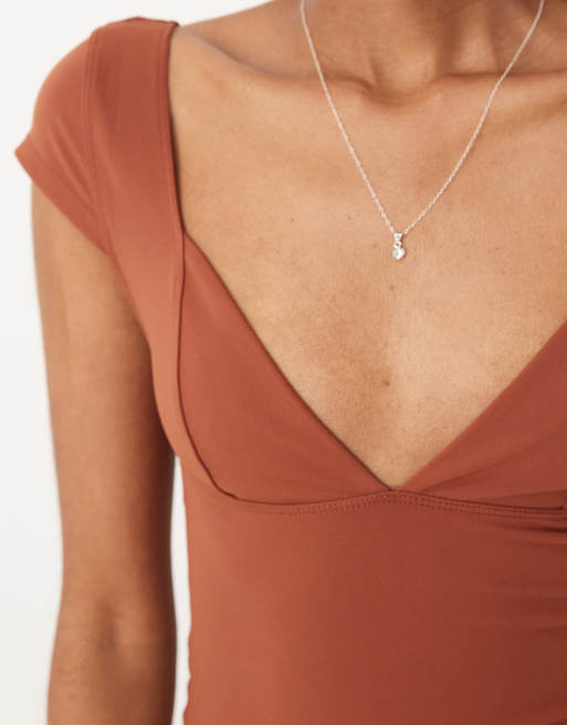Free People duo corset cami top in chocolate , 3 of 4