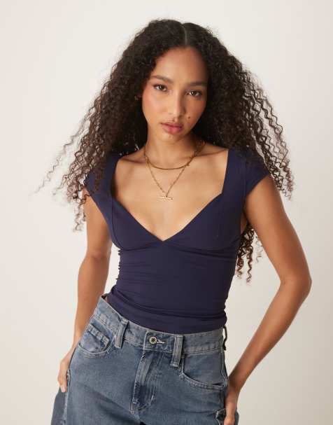 Free People duo corset cami top in navy - view 1