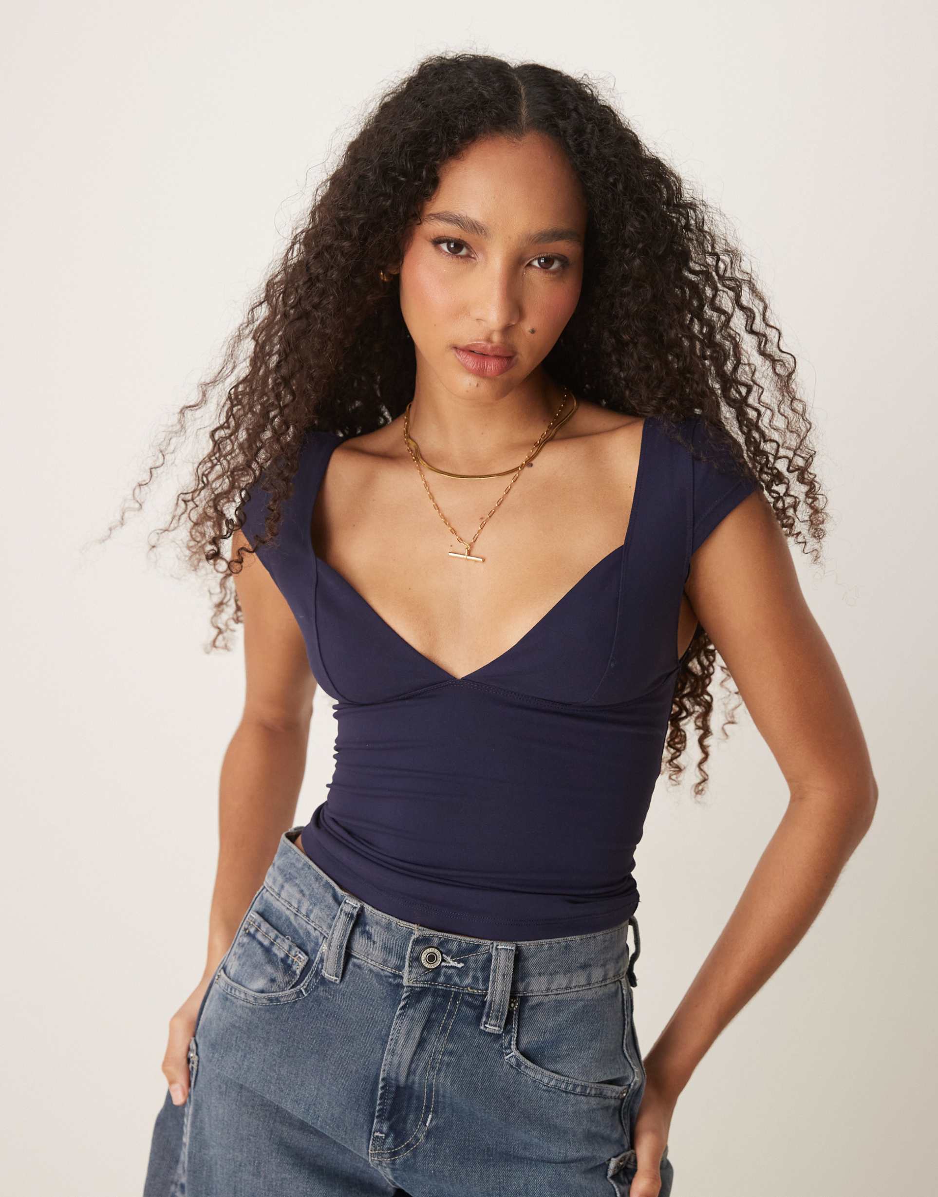 free people duo corset cami top in navy
