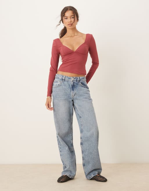 Free People duo corset long sleeve top in earth red, 2 of 4