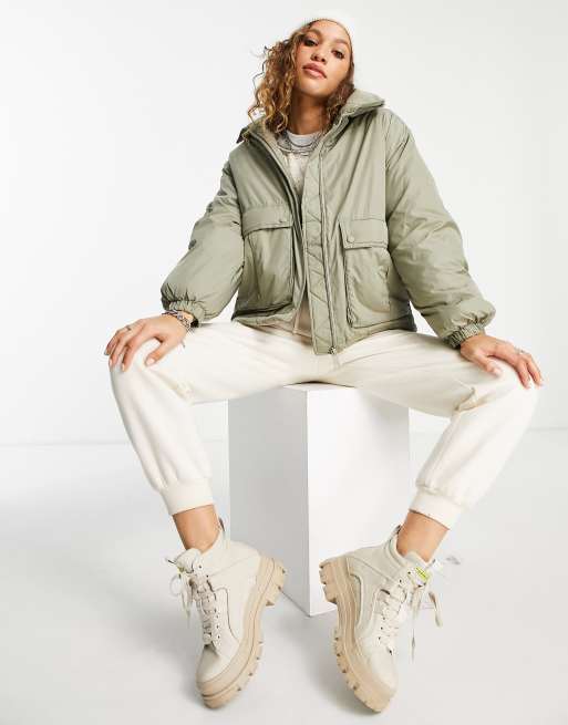 Free People Duvet padded bomber jacket in green | ASOS