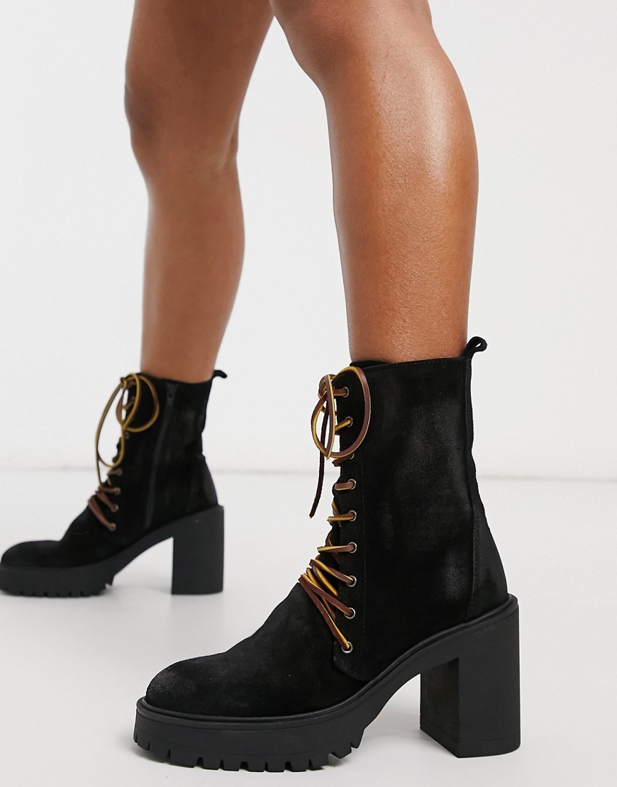 FREE PEOPLE DYLAN LACE UP BOOTS IN BLACK,OB948250