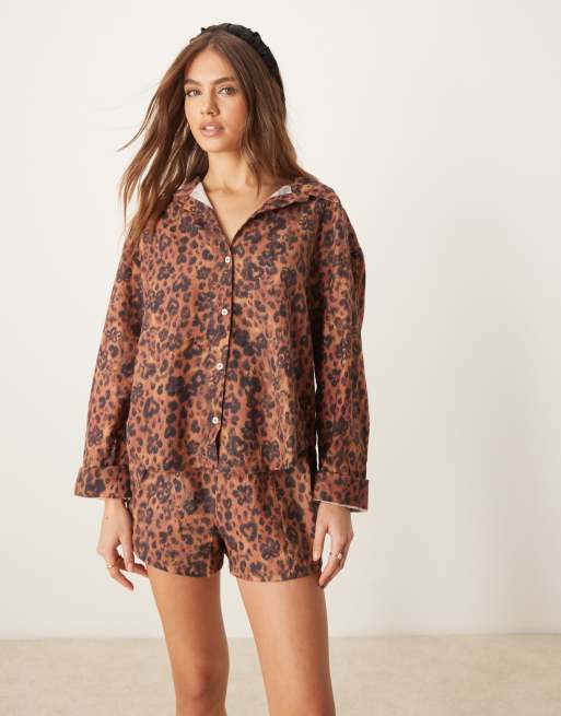 Free People early morning leopard print pajamas in brown